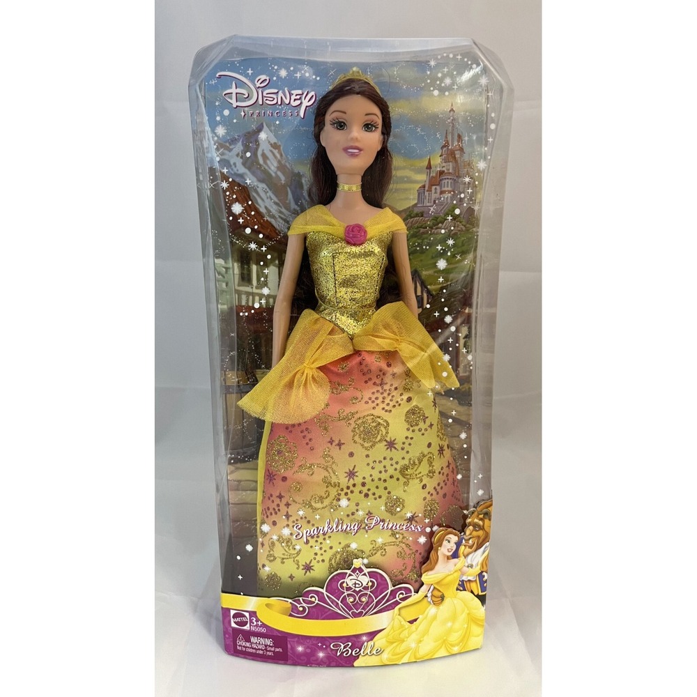 Disney Princess Sparkling Princess Belle Doll Mattel 2008 N5050 Beauty Beast New